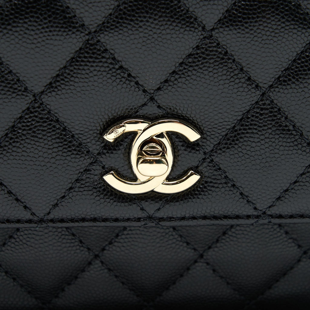 Chanel Small Coco Handle 24cm Caviar Black L Embossed Handle