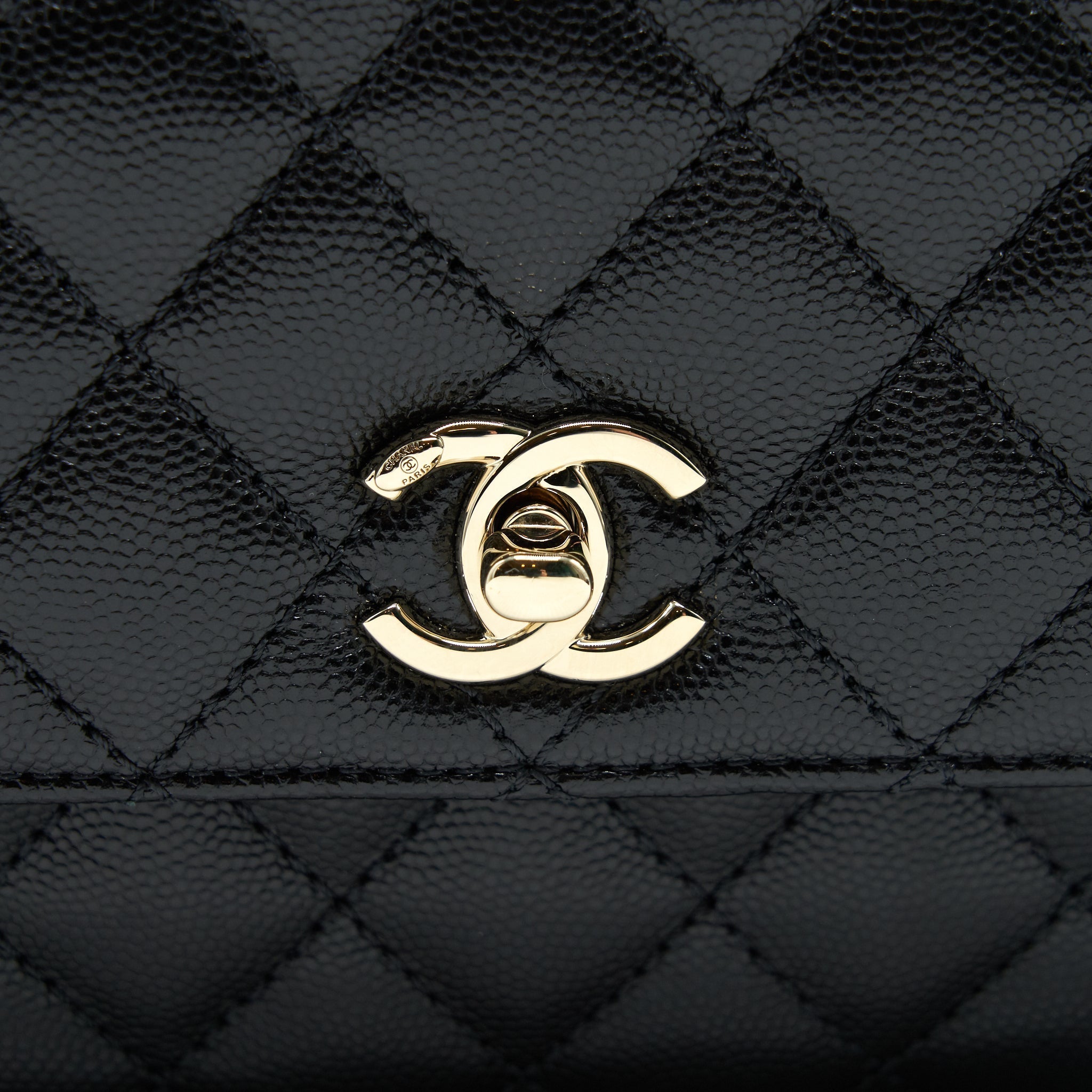 Chanel Small Coco Handle 24cm Caviar Black L Embossed Handle