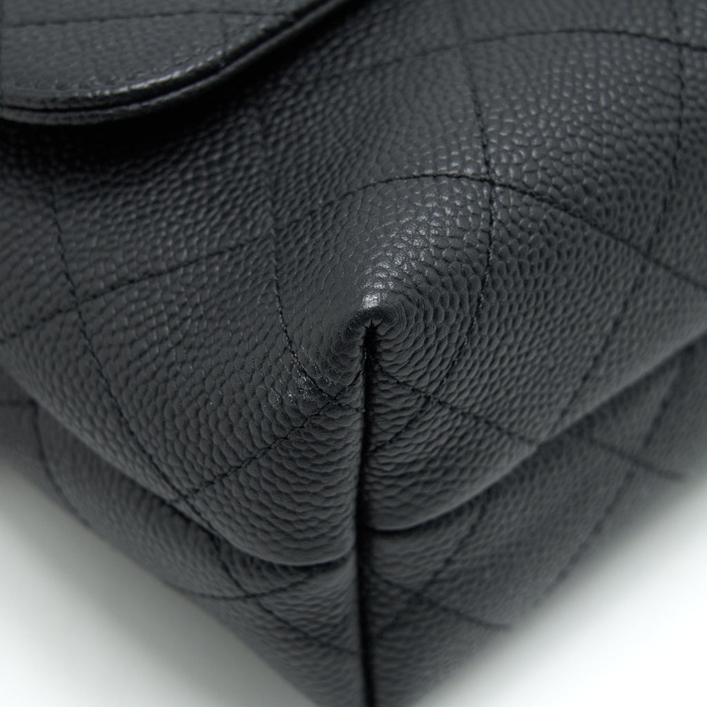 Chanel Caviar quilted flap Bag with handle and Chain Black L