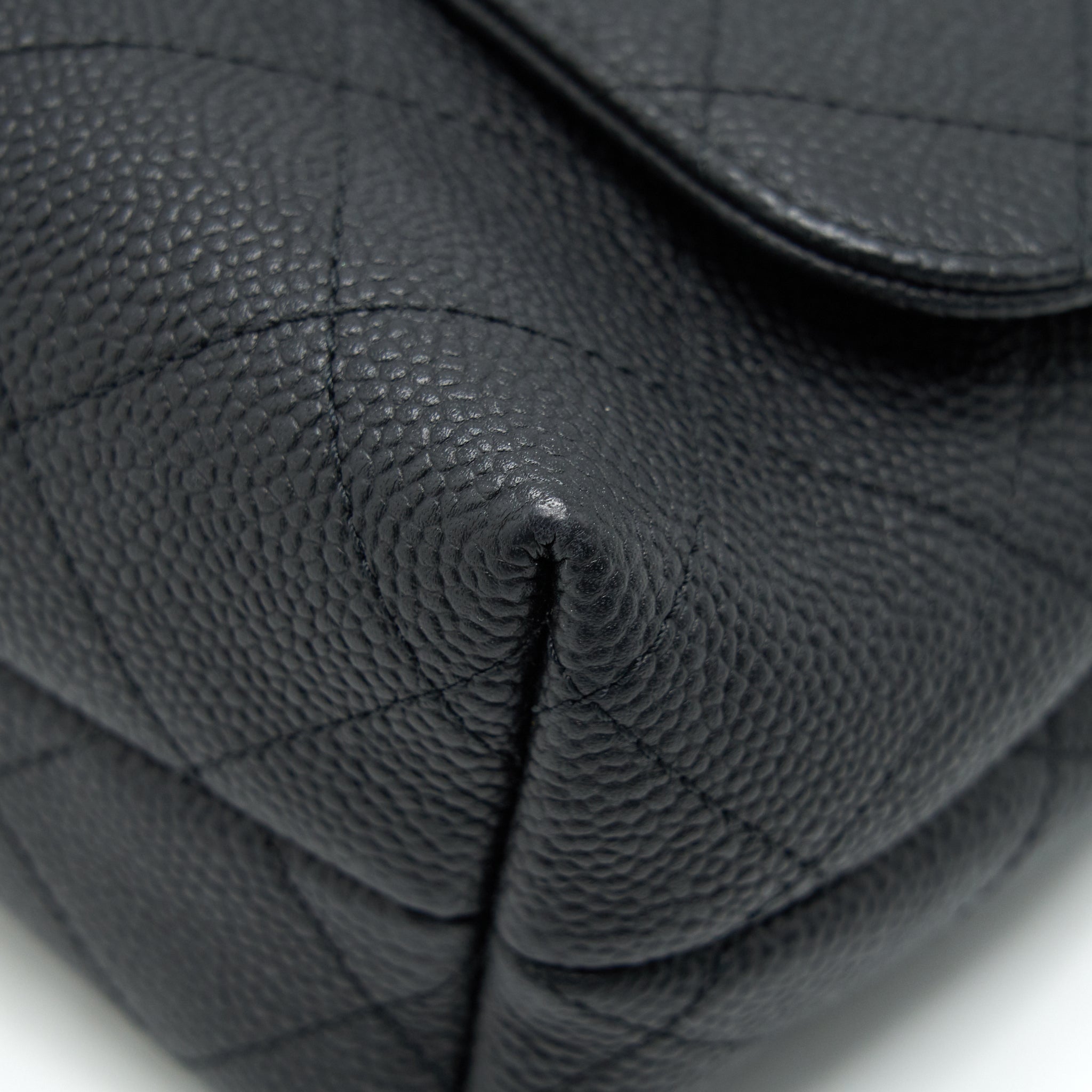Chanel Caviar quilted flap Bag with handle and Chain Black L