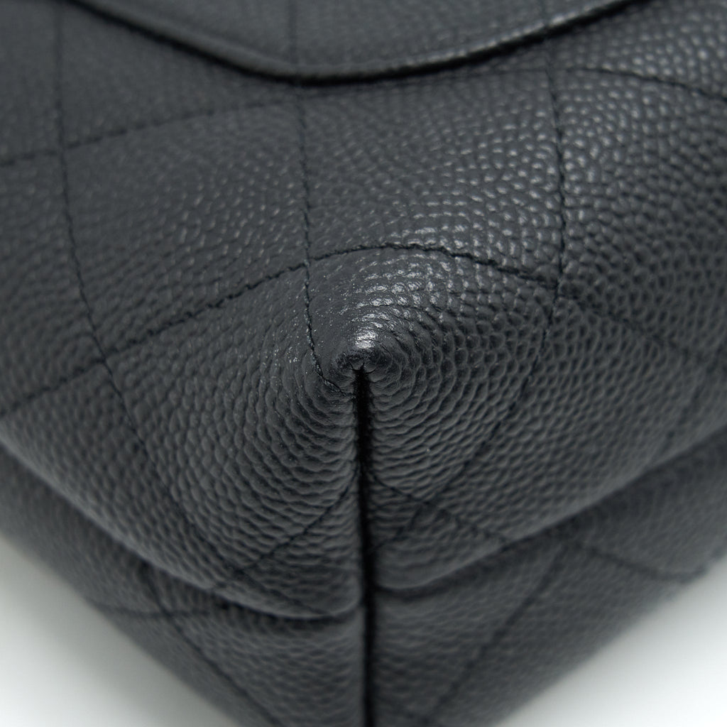 Chanel Caviar quilted flap Bag with handle and Chain Black L
