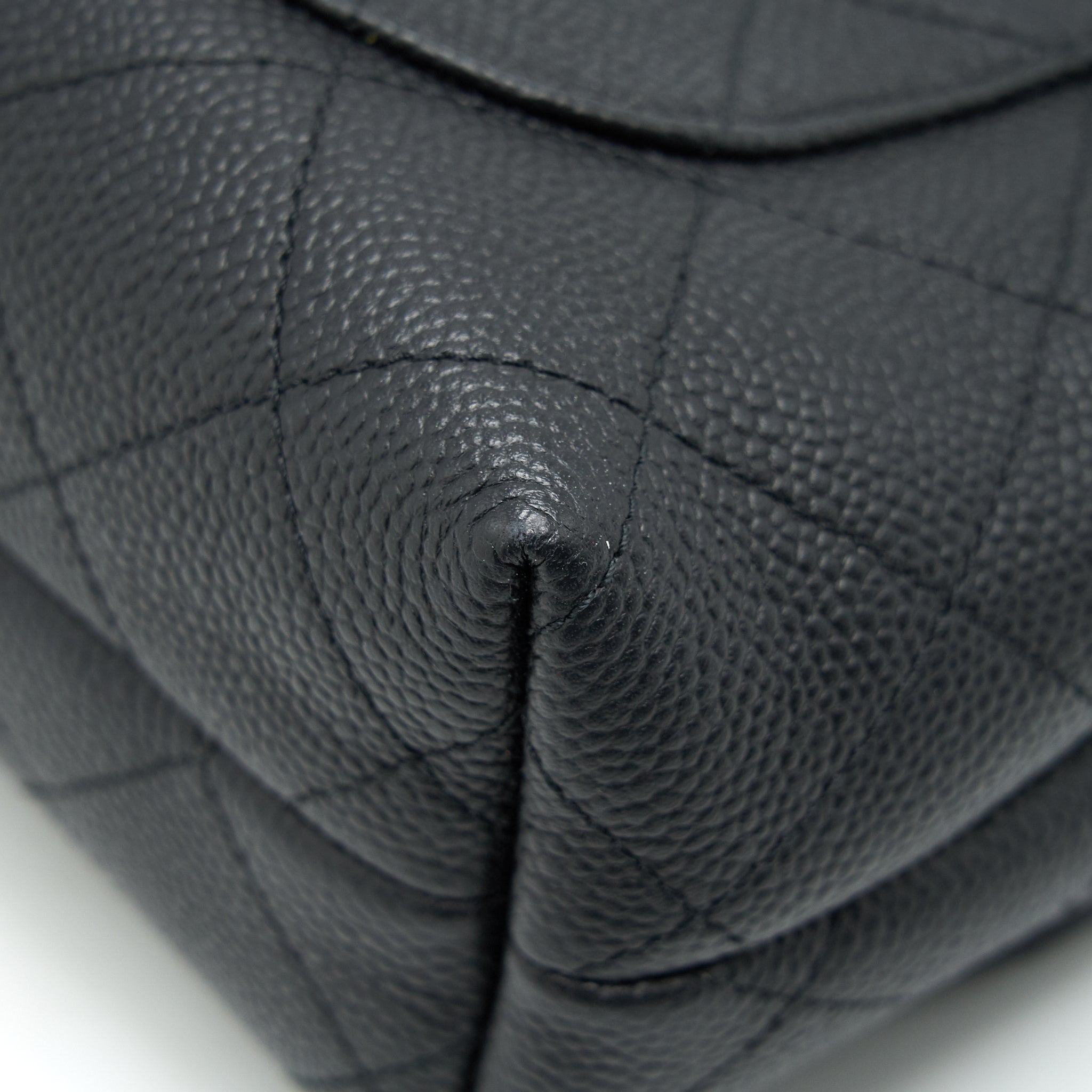 Chanel Caviar quilted flap Bag with handle and Chain Black L