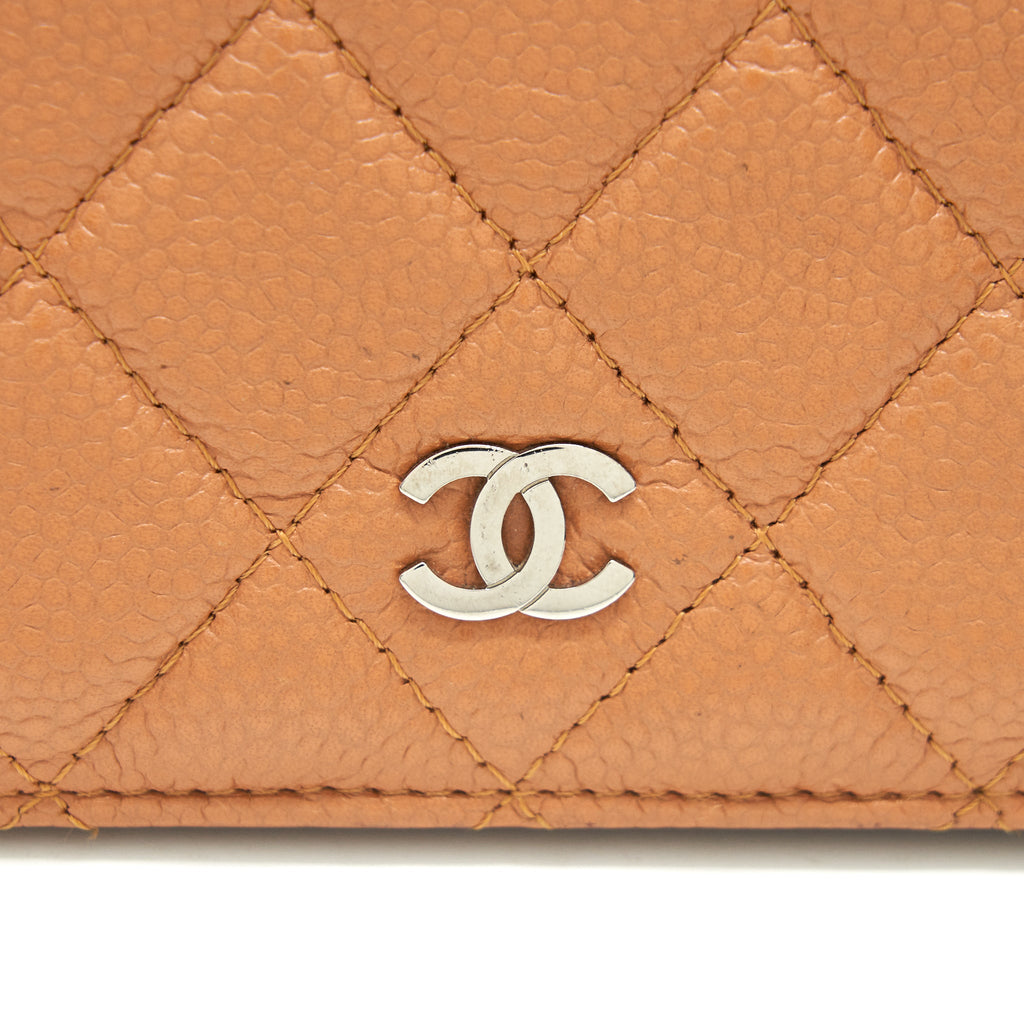 Chanel caviar fold long wallet dark beige