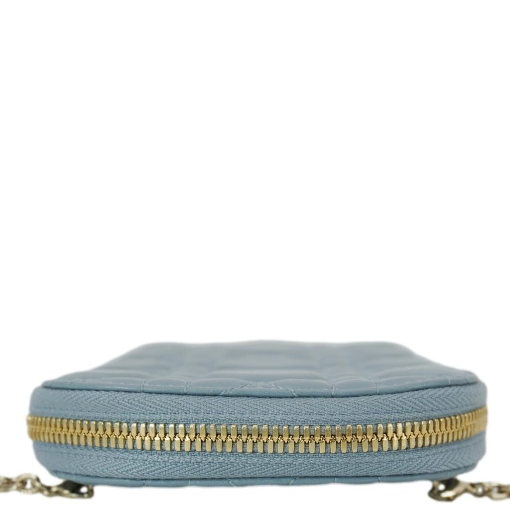 CHRISTIAN DIOR Lady Dior Call'in Cannage Leather Phone Holder Blue