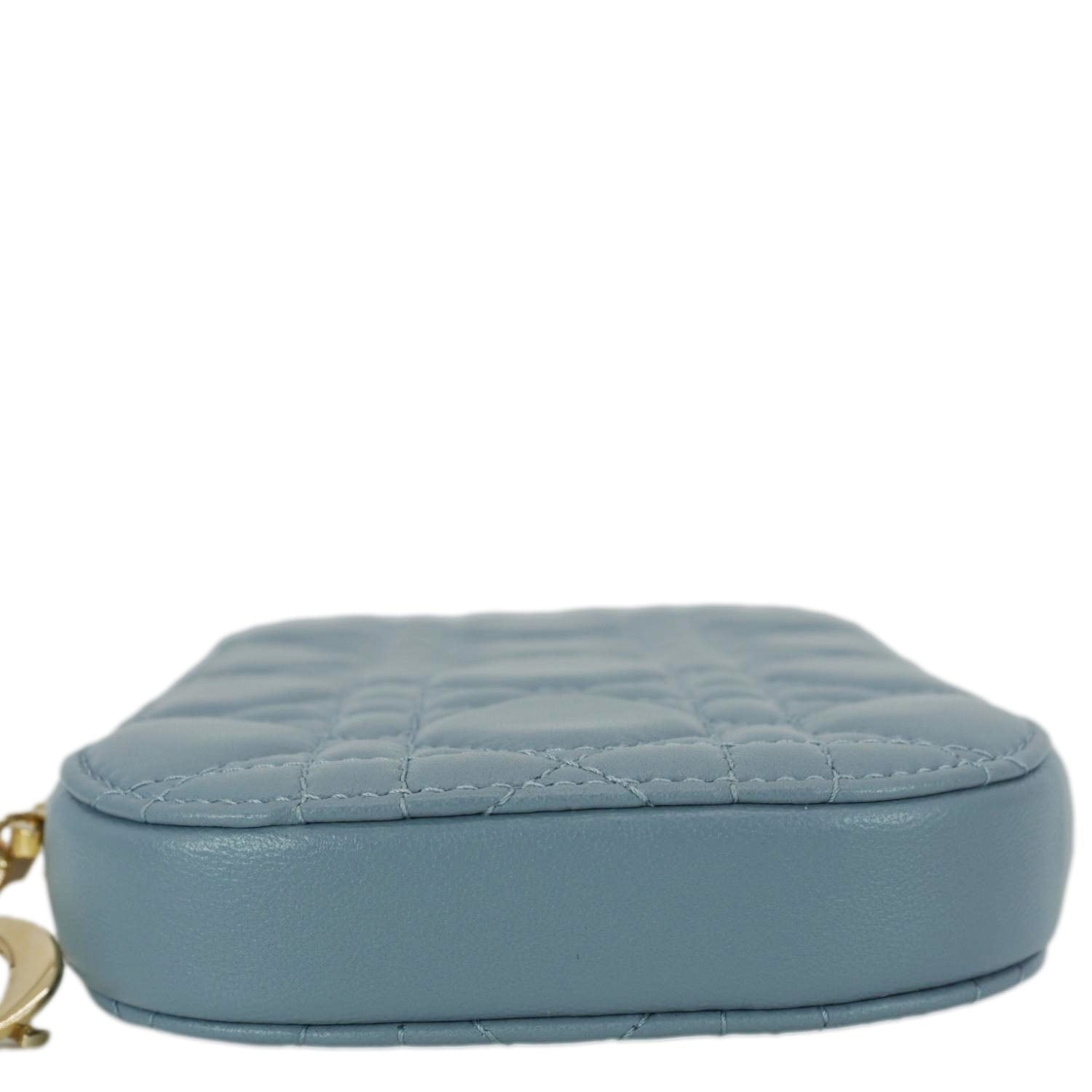 CHRISTIAN DIOR Lady Dior Call'in Cannage Leather Phone Holder Blue
