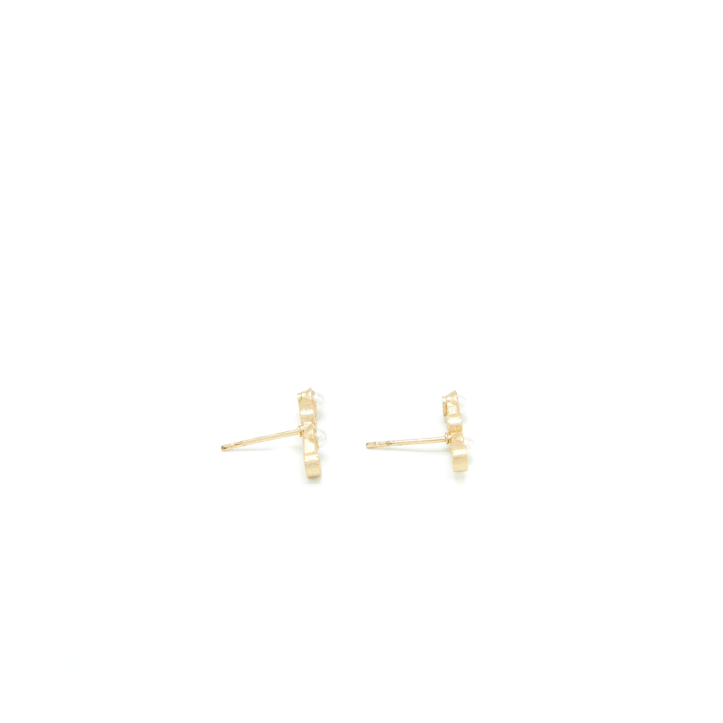 Chanel Coco Letters Earrings Pearl Light Gold Tone