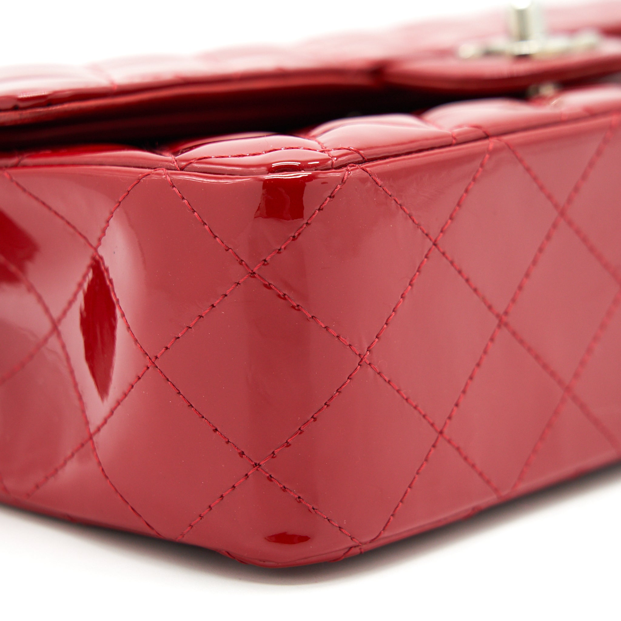 Chanel Medium Classic Double Flap Bag Patent Leather Red