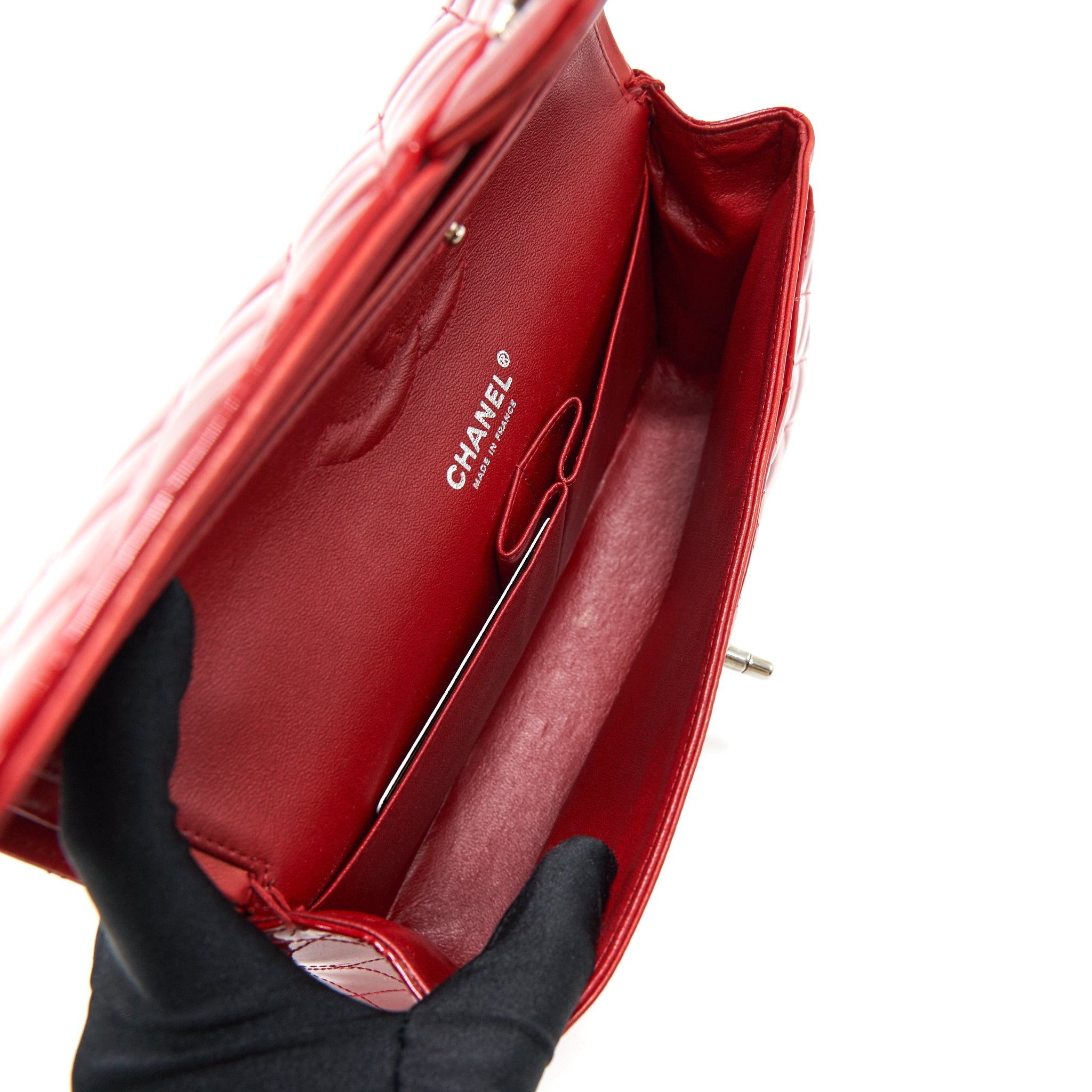 Chanel Medium Classic Double Flap Bag Patent Leather Red