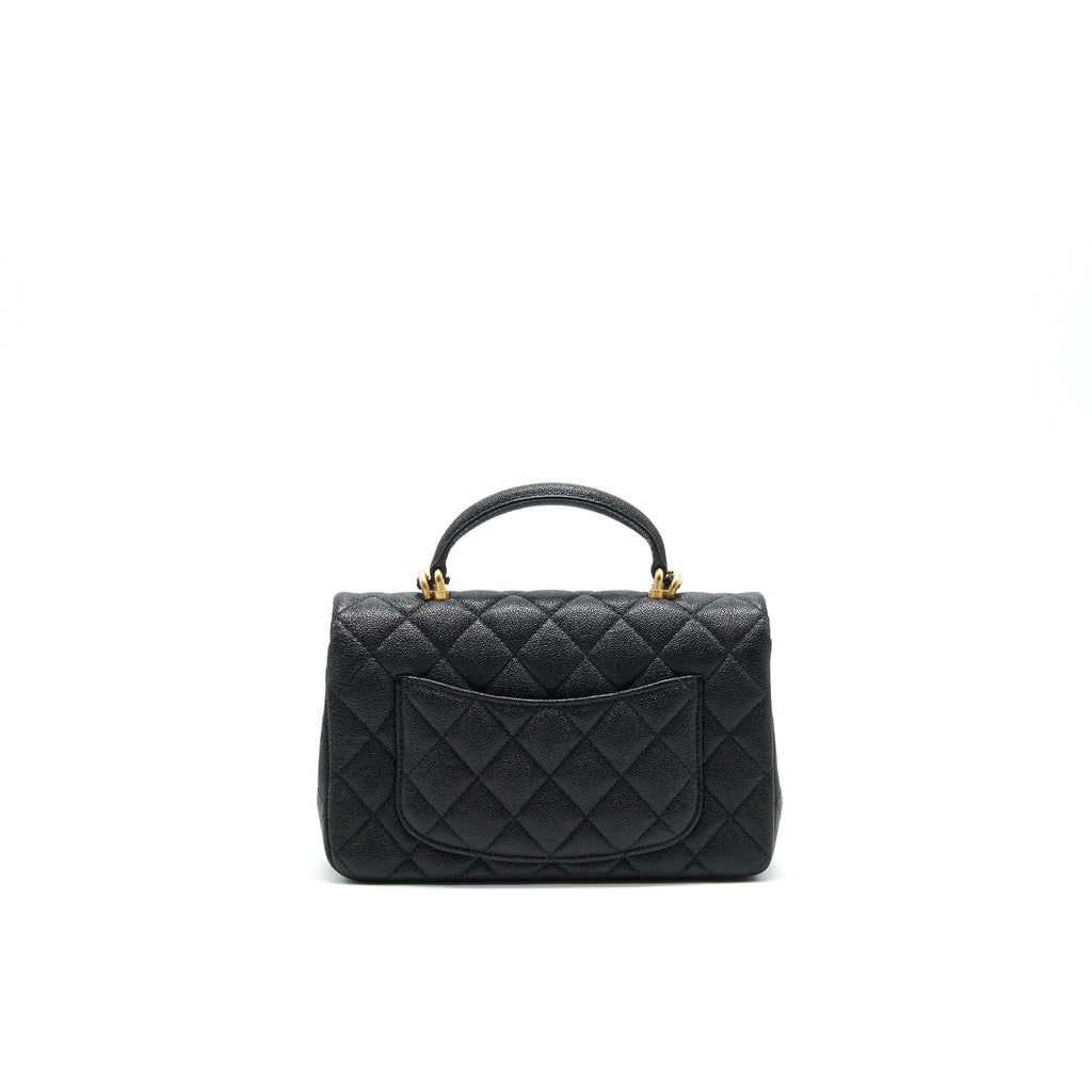 Chanel Rectangular Mini Top Handle Flap Bag granied calfskin black