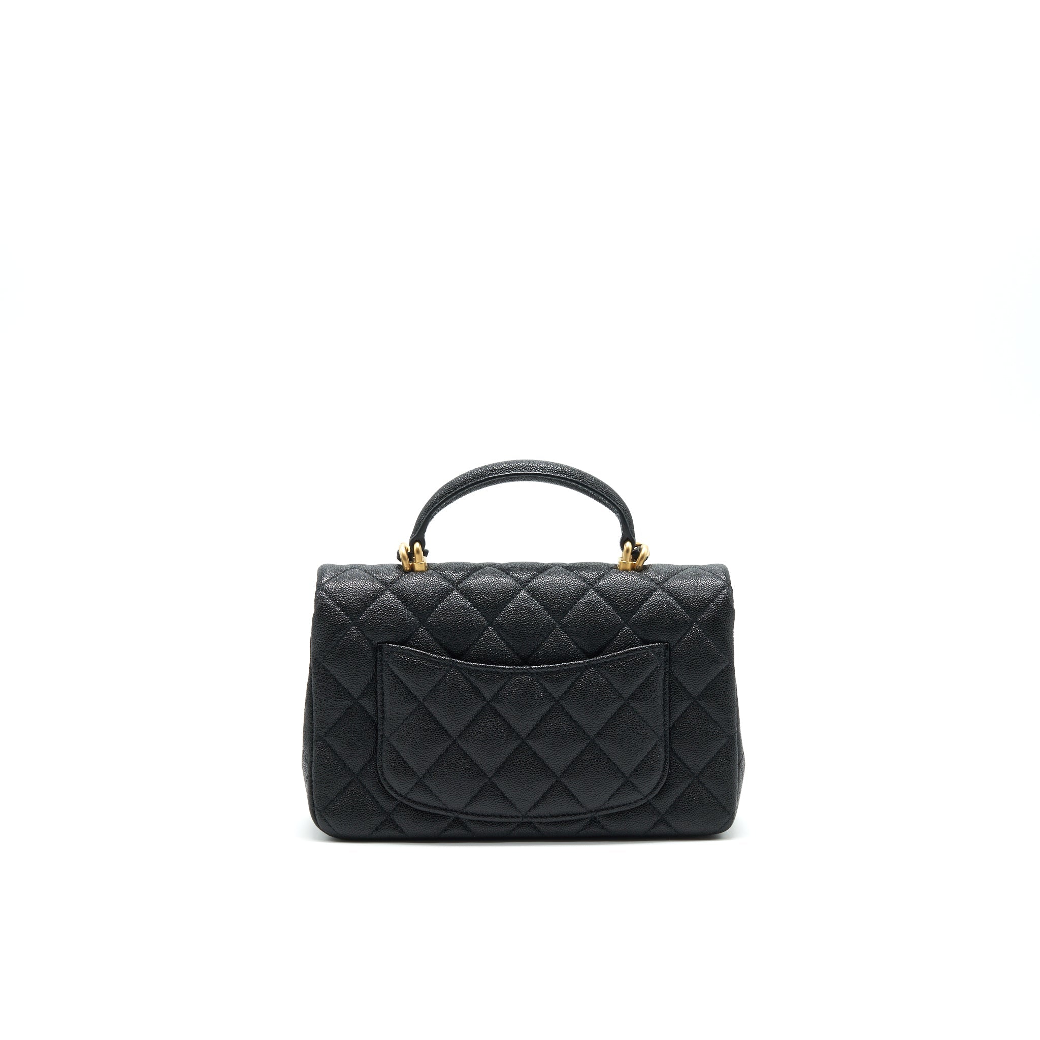 Chanel Rectangular Mini Top Handle Flap Bag granied calfskin black