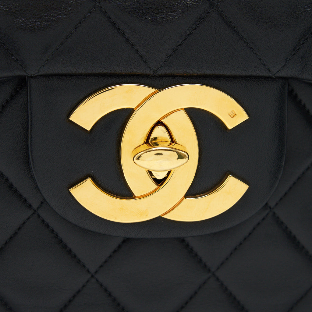 Chanel Vintage Maxi Flap Bag Black 24K