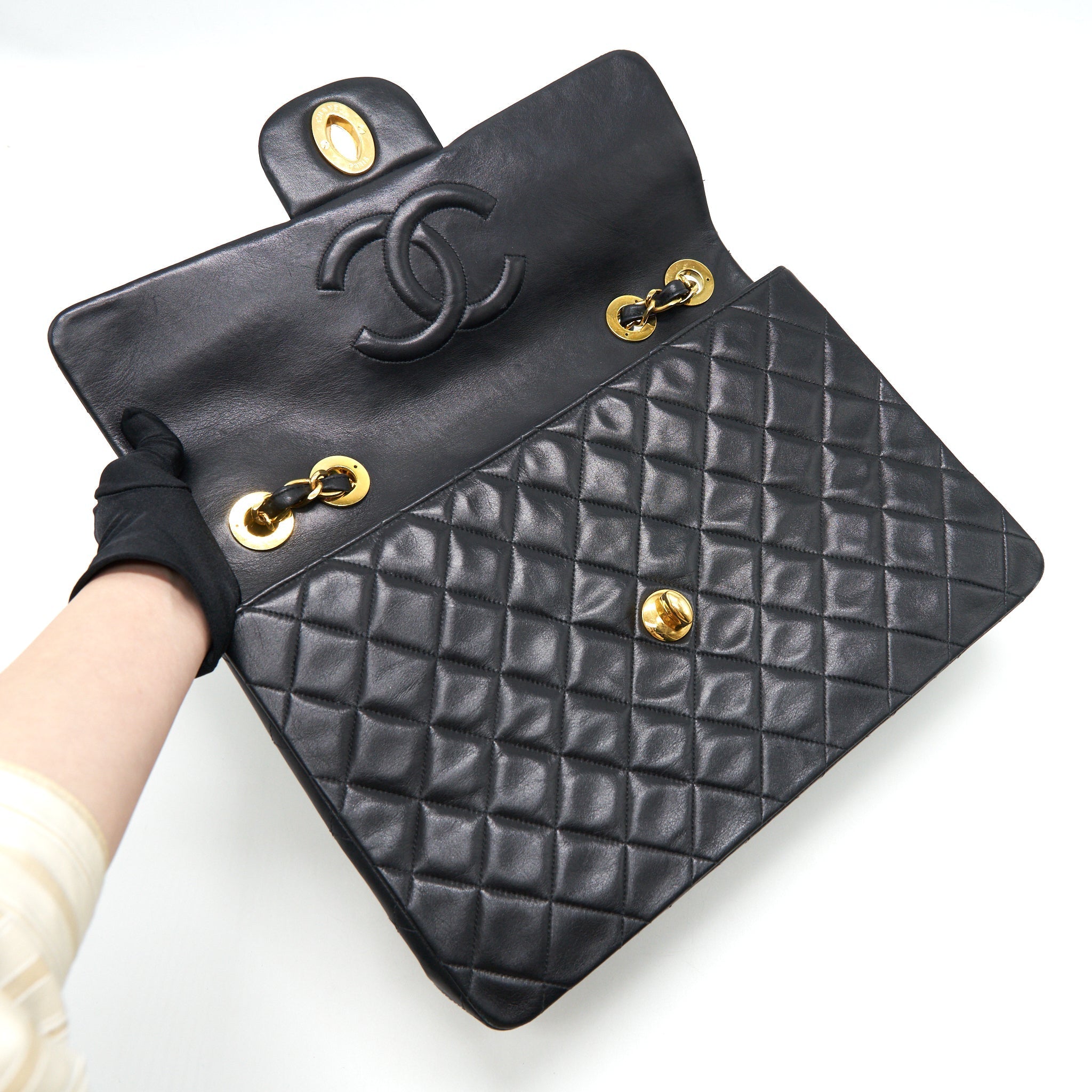 Chanel Vintage Maxi Flap Bag Black 24K