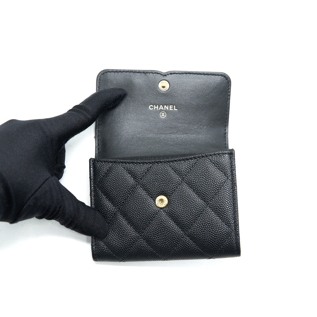 Chanel Filigree Flap  Holder Caviar Black