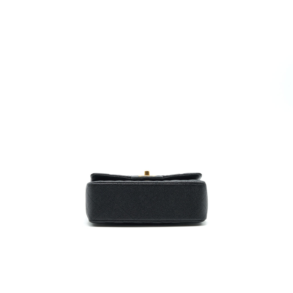 Chanel Rectangular Mini Top Handle Flap Bag granied calfskin black