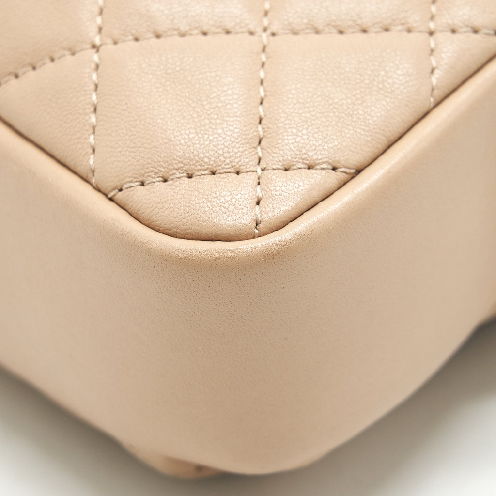 Chanel Quilted Chain Shoulder Bag/ Crossbody Bag beige L