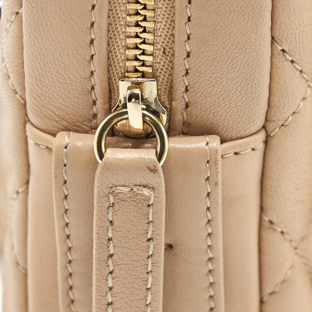 Chanel Quilted Chain Shoulder Bag/ Crossbody Bag beige L