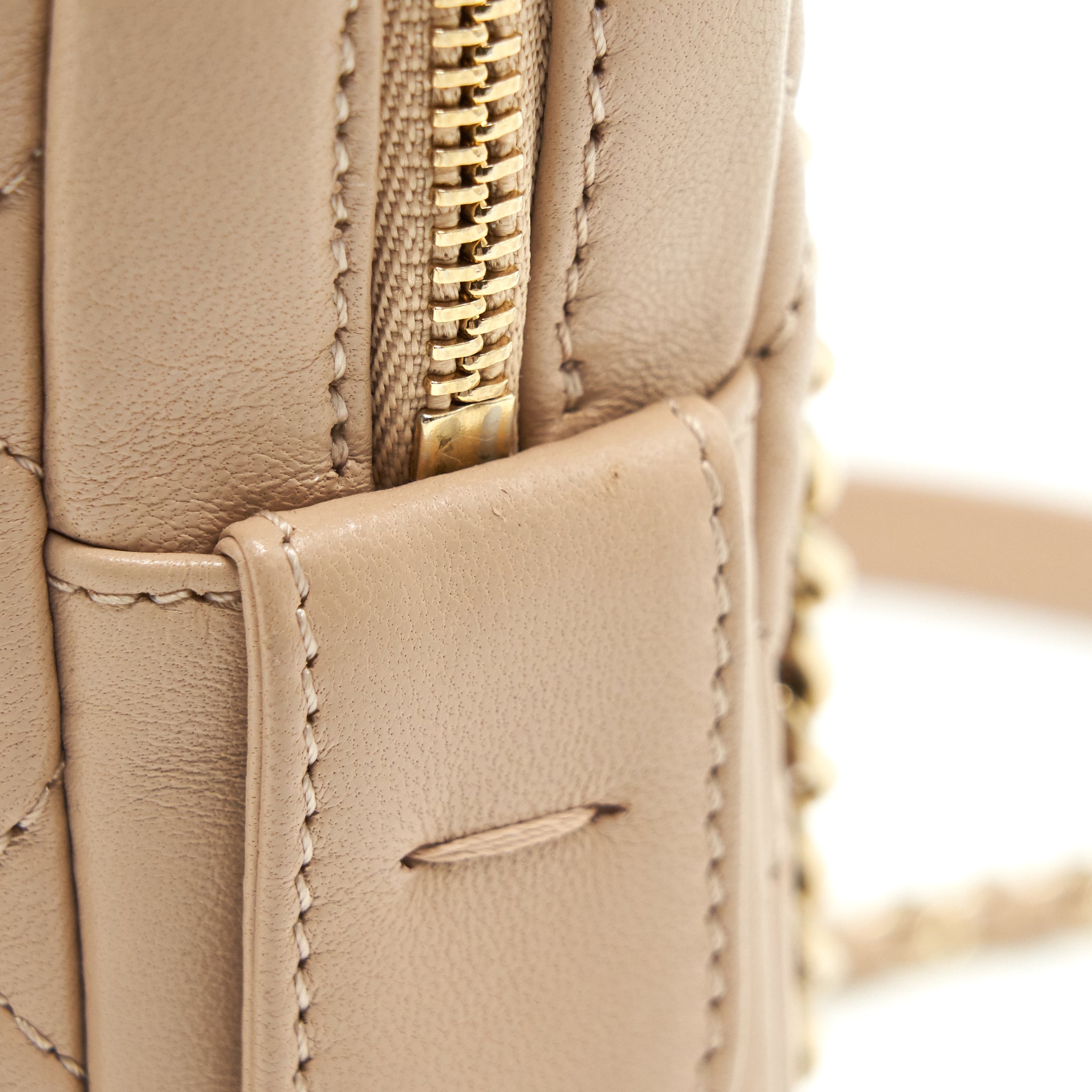 Chanel Quilted Chain Shoulder Bag/ Crossbody Bag beige L