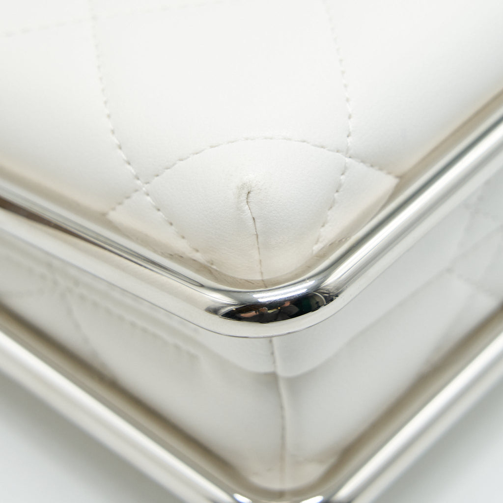 Chanel Quilted Clutch Lambskin White
