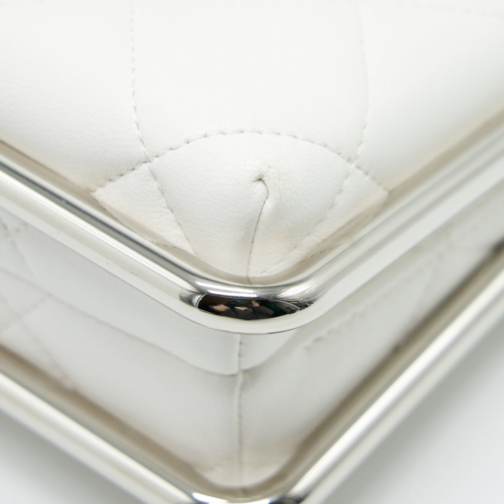 Chanel Quilted Clutch Lambskin White