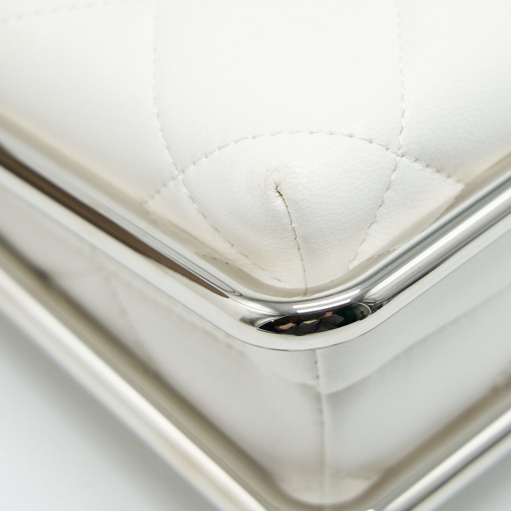 Chanel Quilted Clutch Lambskin White