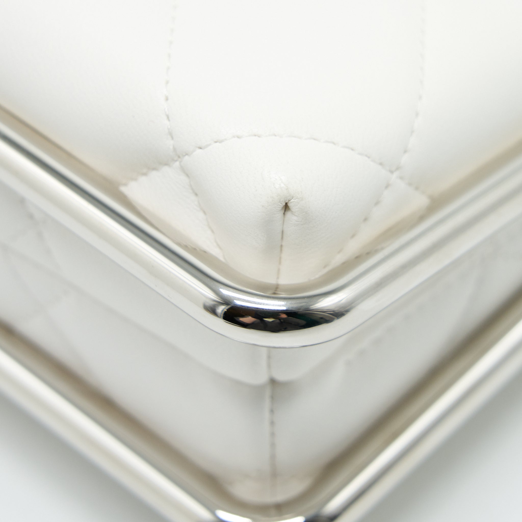 Chanel Quilted Clutch Lambskin White
