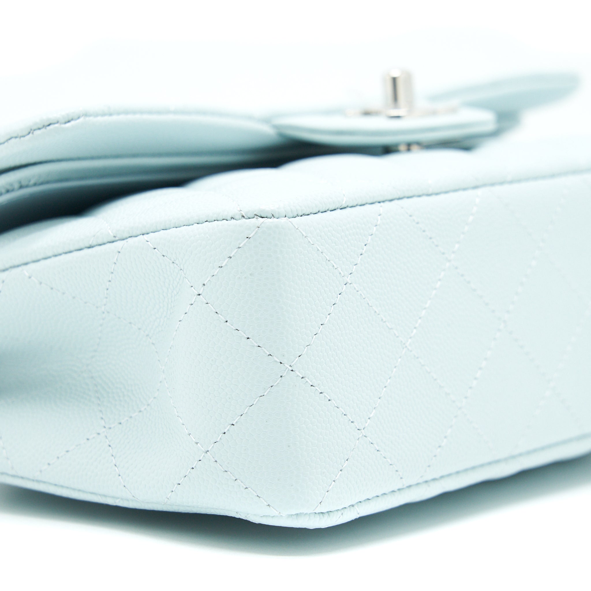 Chanel 21K Small Classic Double Flap Bag Caviar Light Blue