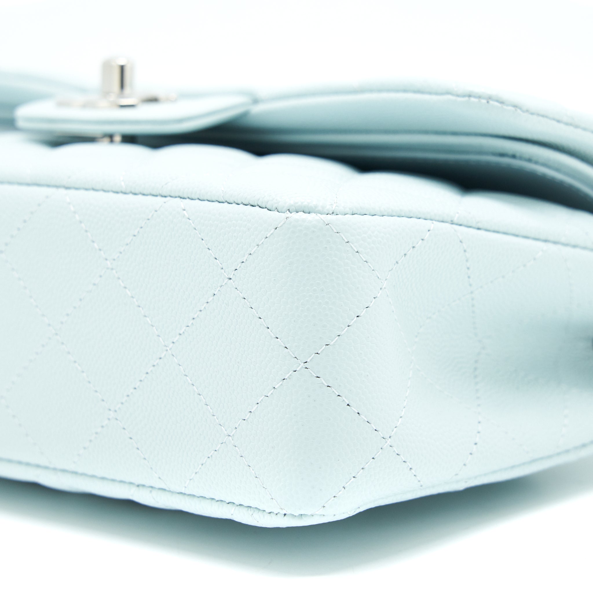 Chanel 21K Small Classic Double Flap Bag Caviar Light Blue