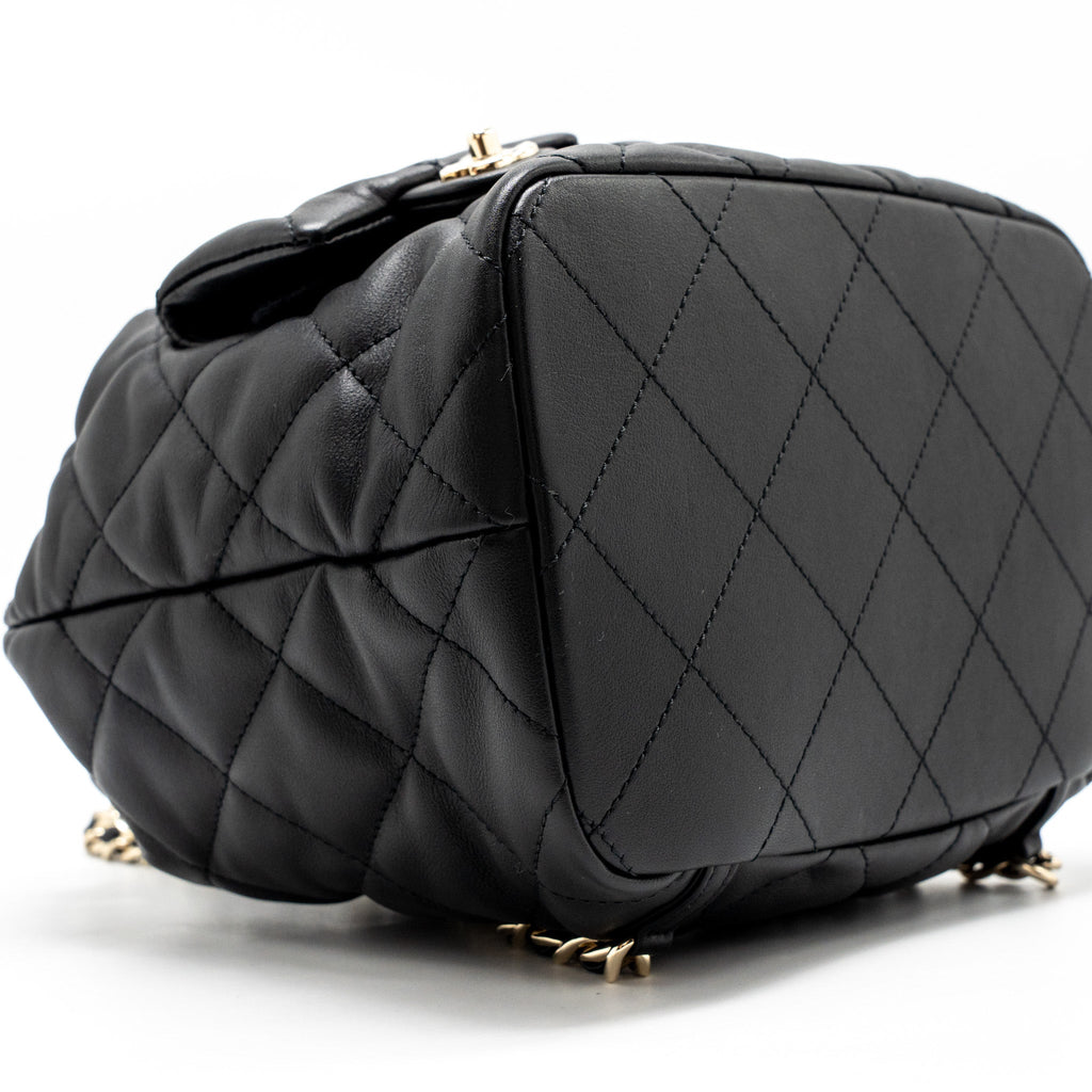 Chanel Drawstring Two Pockets Backpack Calfskin Black