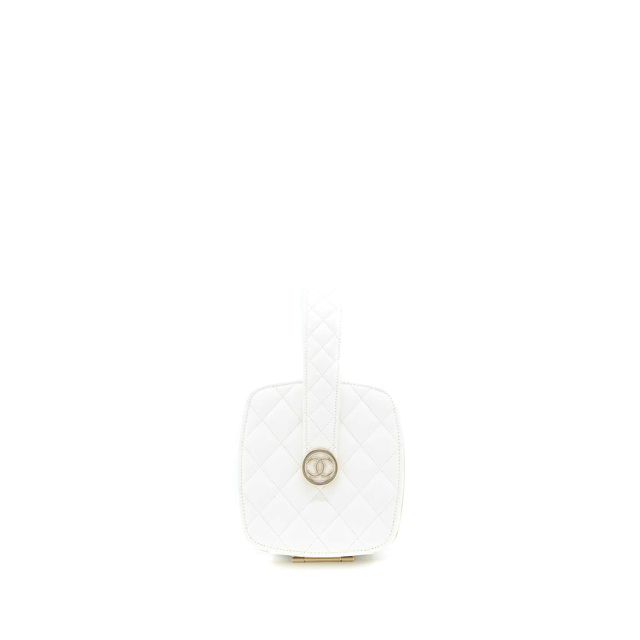 Chanel Quilted Clutch Bag Lambskin White L