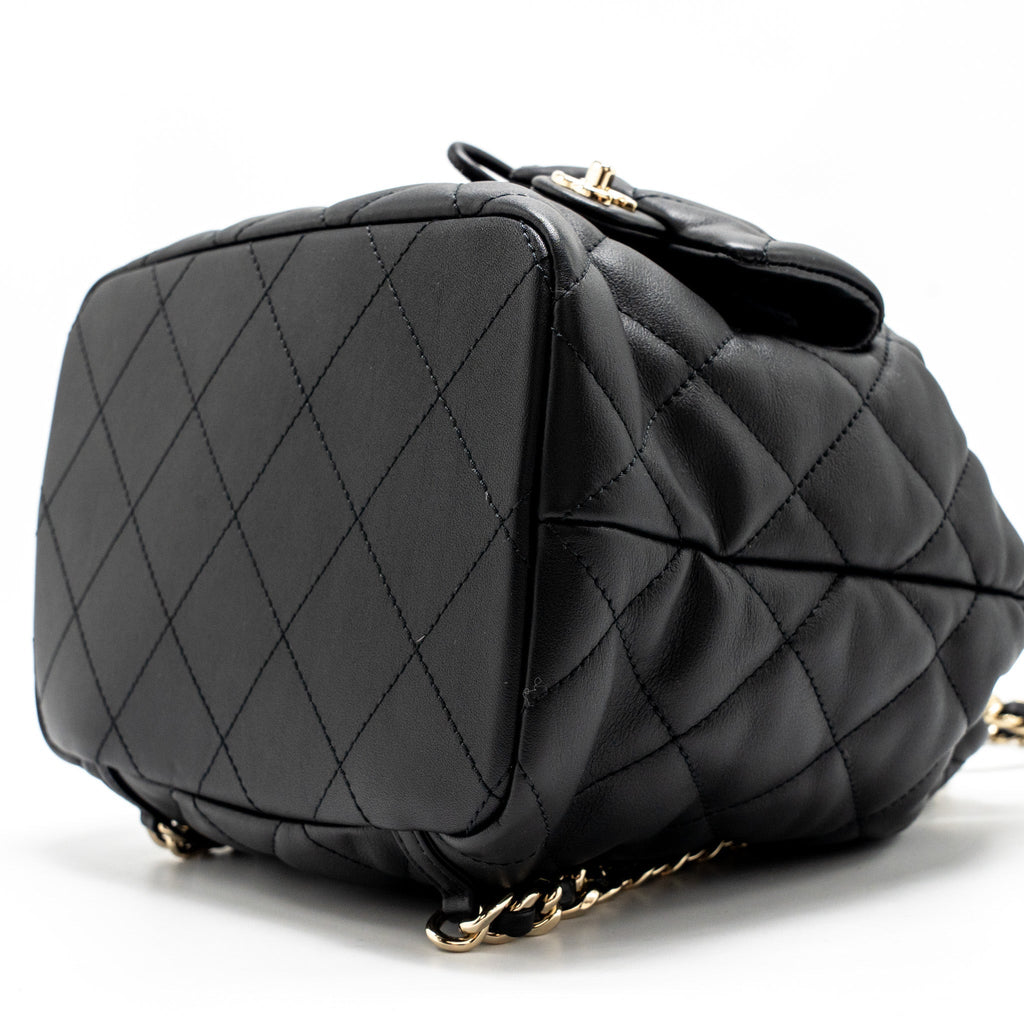 Chanel Drawstring Two Pockets Backpack Calfskin Black