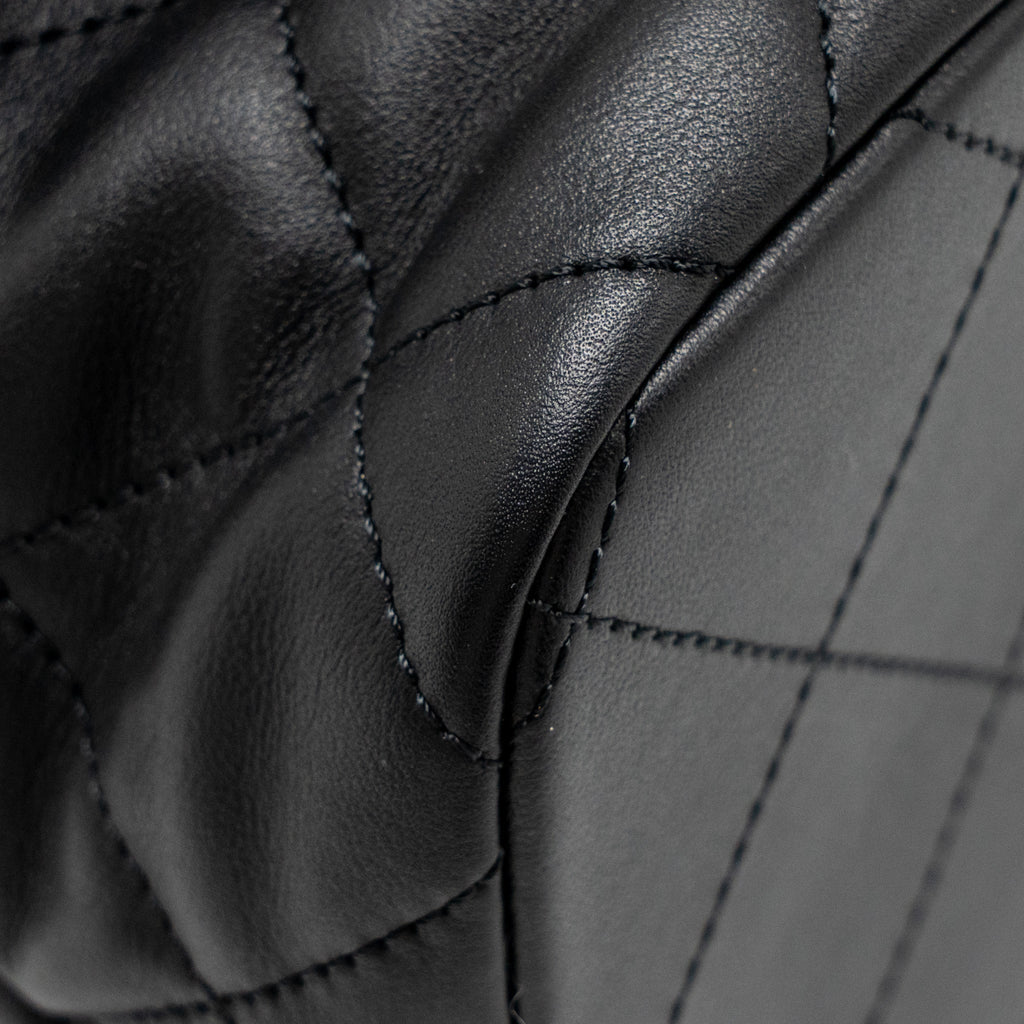Chanel Drawstring Two Pockets Backpack Calfskin Black