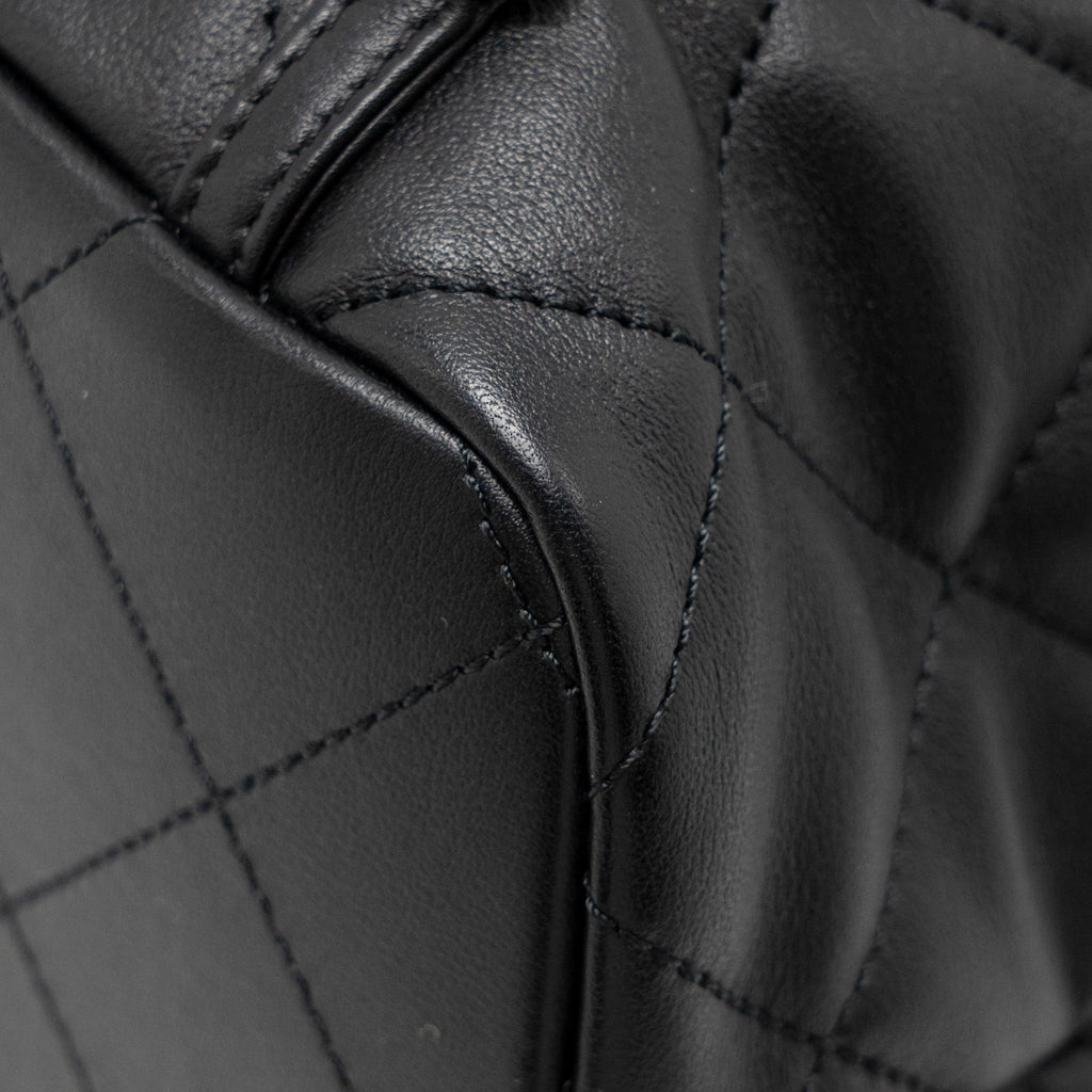 Chanel Drawstring Two Pockets Backpack Calfskin Black