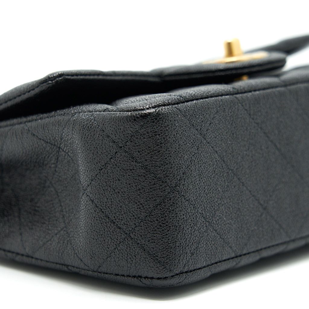 Chanel Rectangular Mini Top Handle Flap Bag granied calfskin black