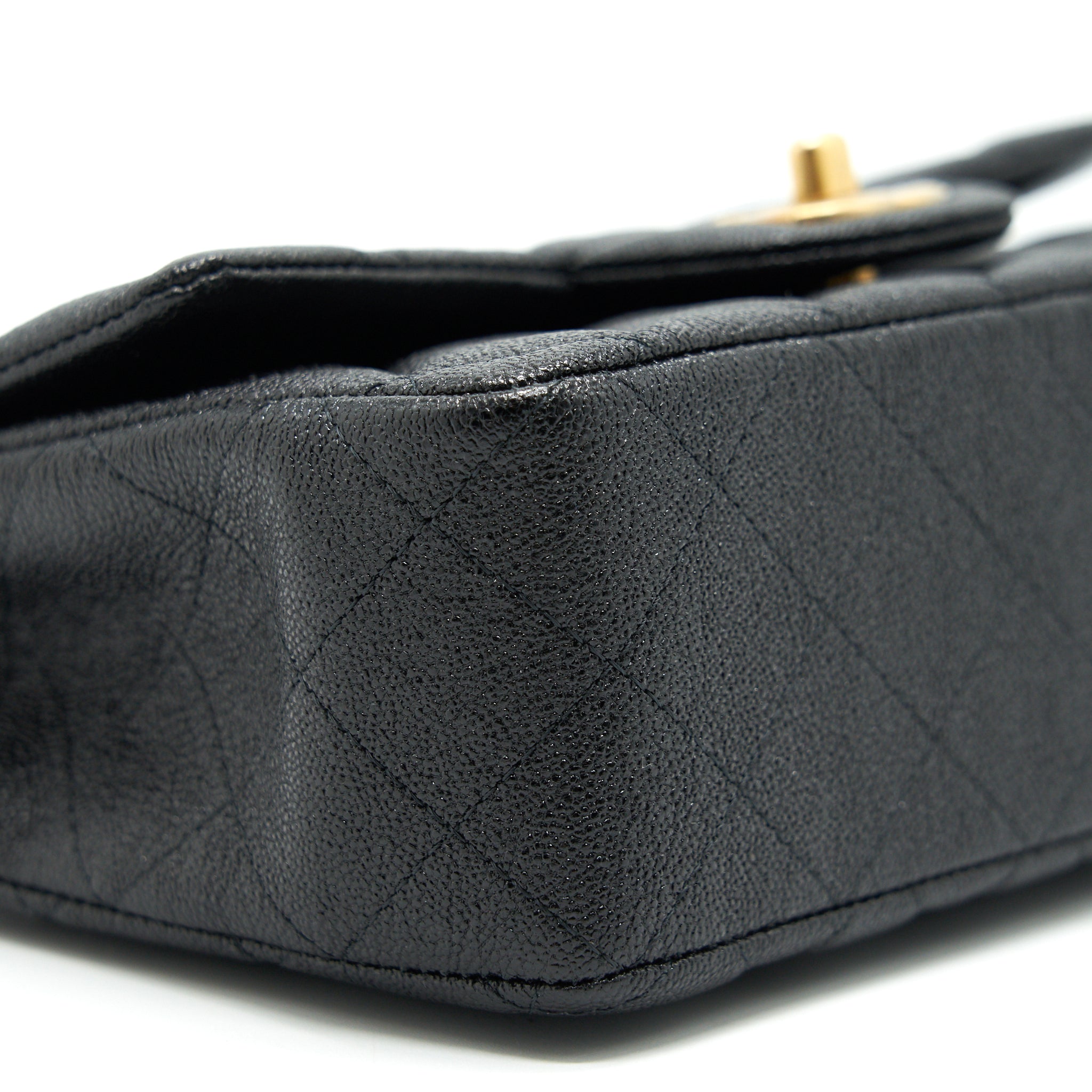 Chanel Rectangular Mini Top Handle Flap Bag granied calfskin black