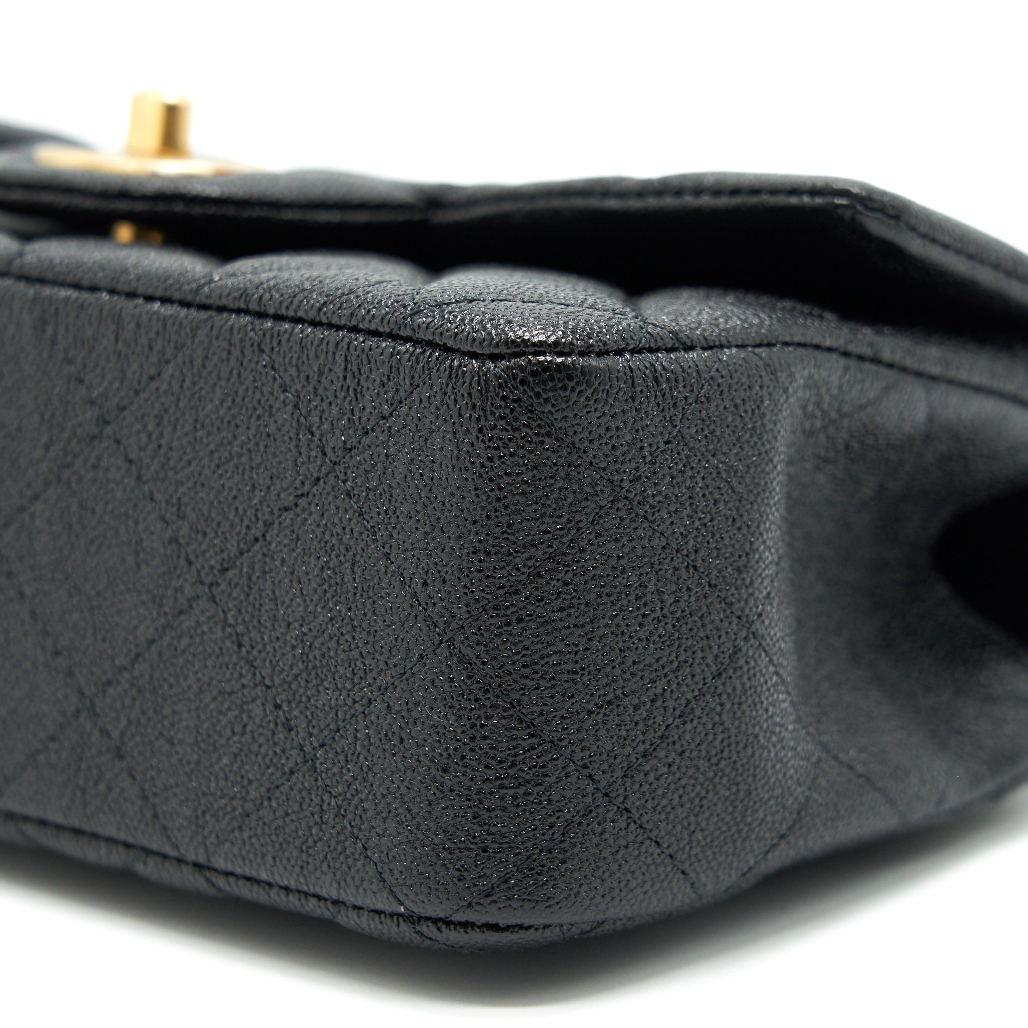 Chanel Rectangular Mini Top Handle Flap Bag granied calfskin black
