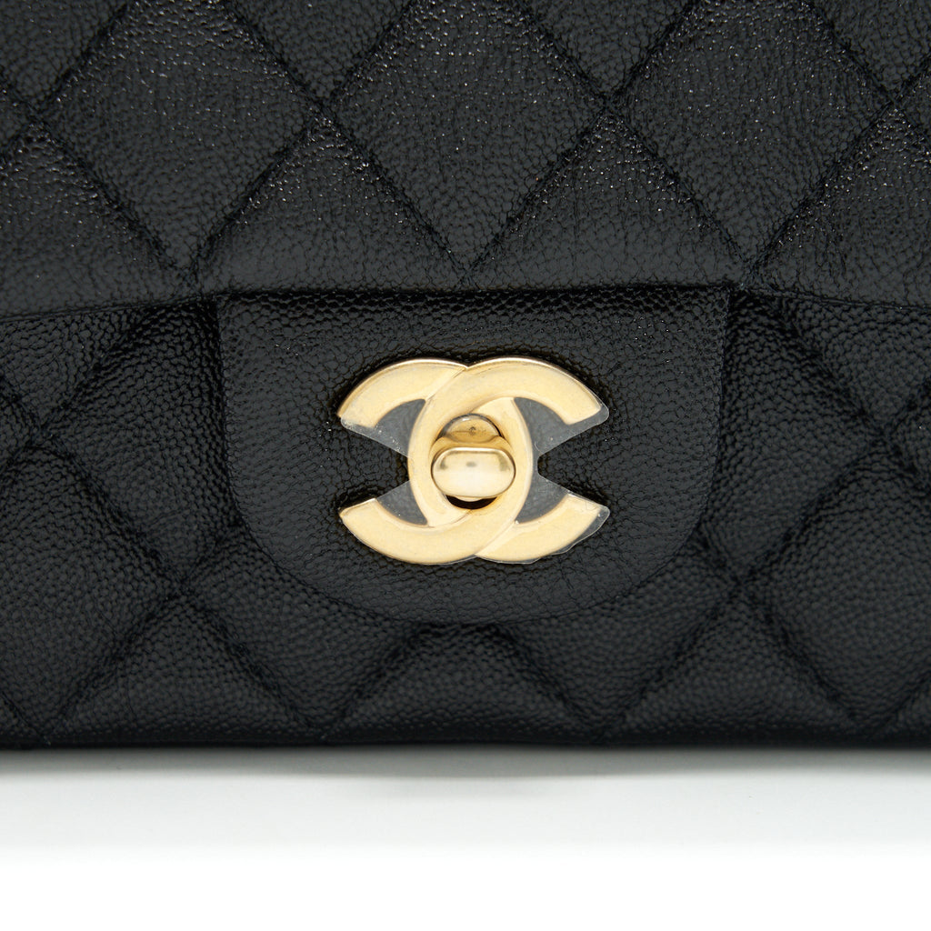 Chanel Rectangular Mini Top Handle Flap Bag granied calfskin black