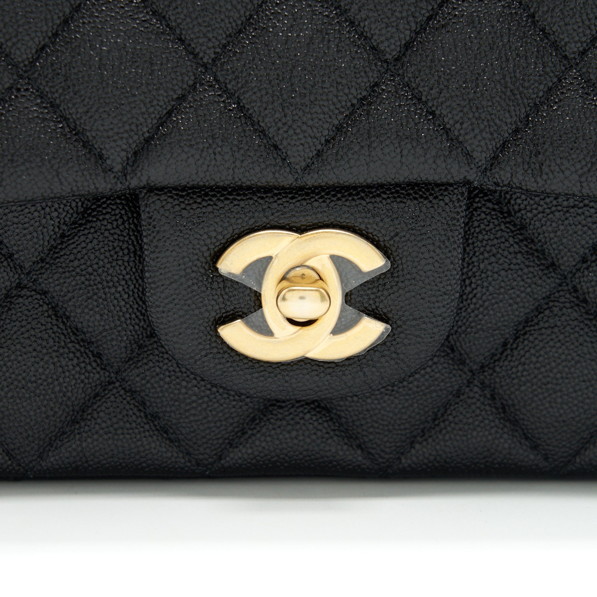 Chanel Rectangular Mini Top Handle Flap Bag granied calfskin black
