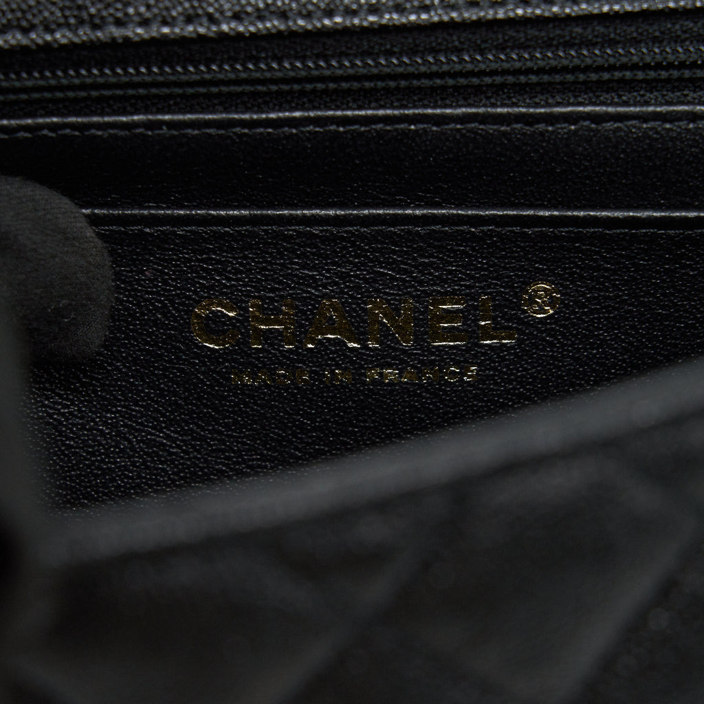 Chanel Rectangular Mini Top Handle Flap Bag granied calfskin black