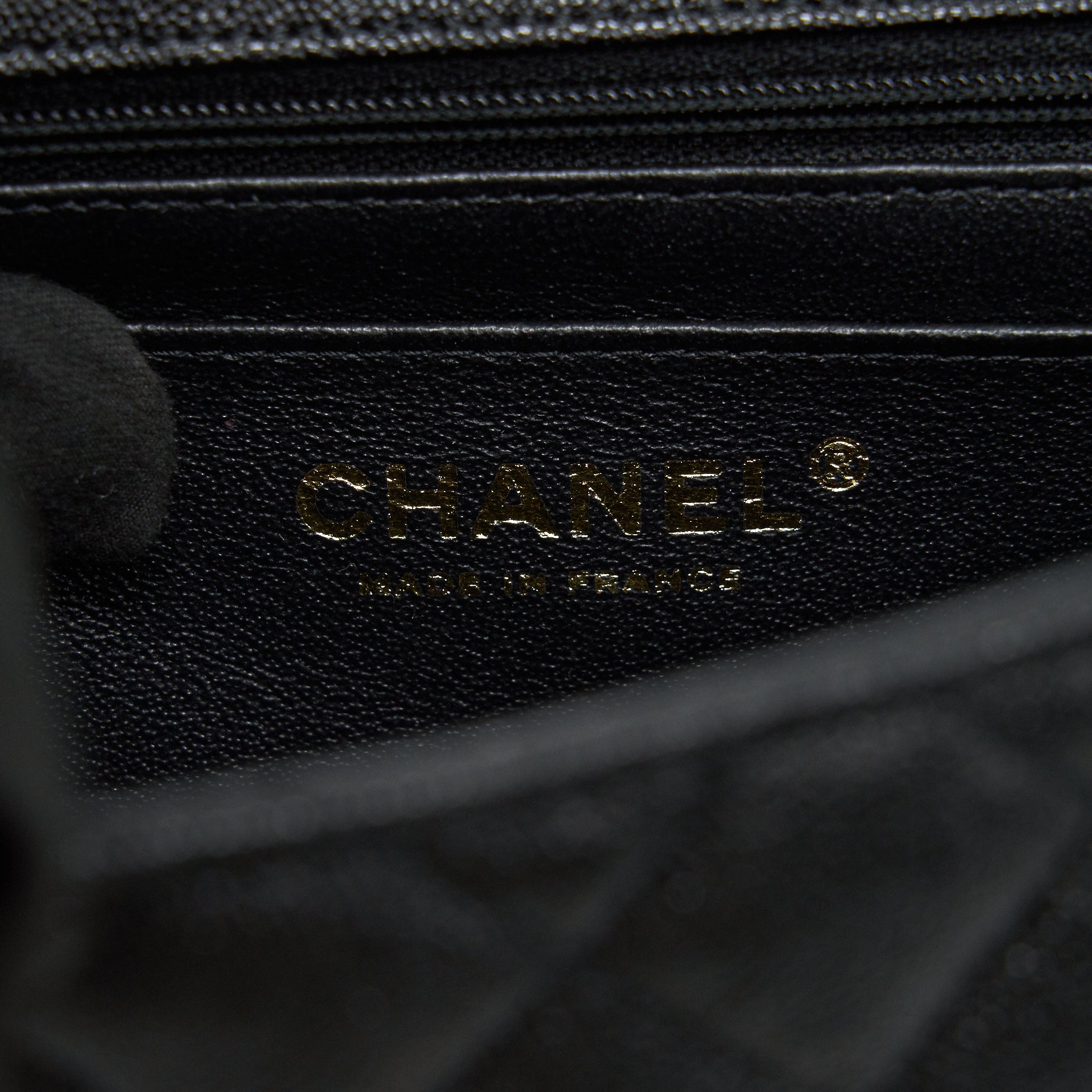 Chanel Rectangular Mini Top Handle Flap Bag granied calfskin black