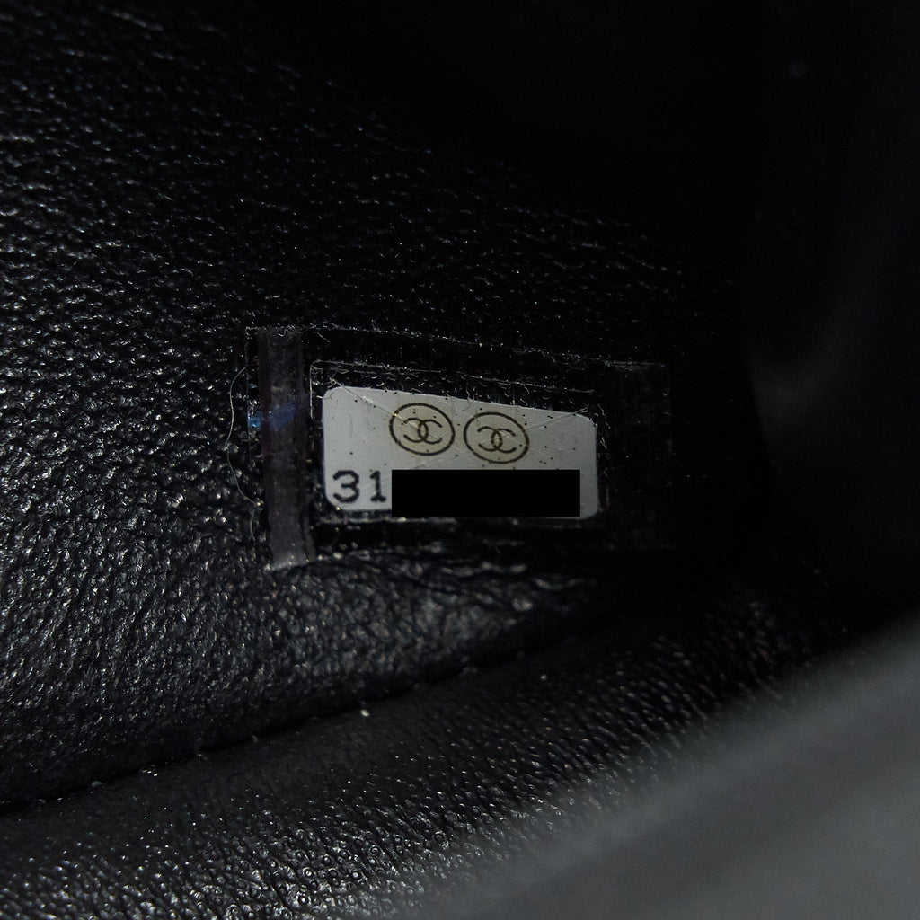 Chanel Rectangular Mini Top Handle Flap Bag granied calfskin black