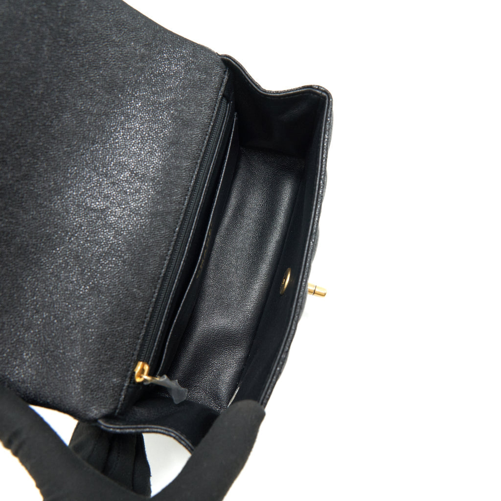 Chanel Rectangular Mini Top Handle Flap Bag granied calfskin black