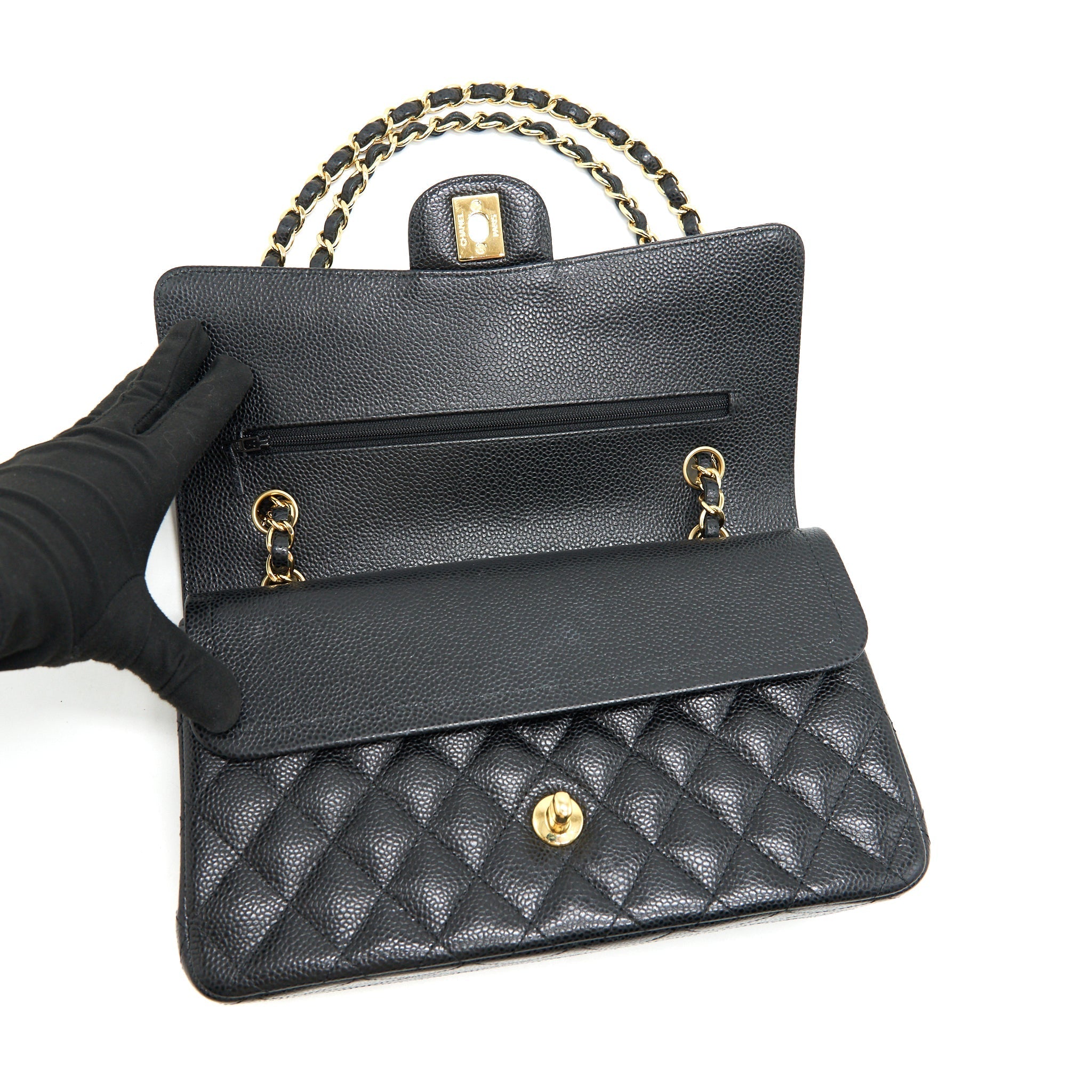 Chanel medium Classic double flap Bag Caviar black  serial 25