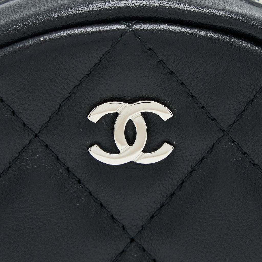 Chanel Round Clutch With Chain Lambskin Black