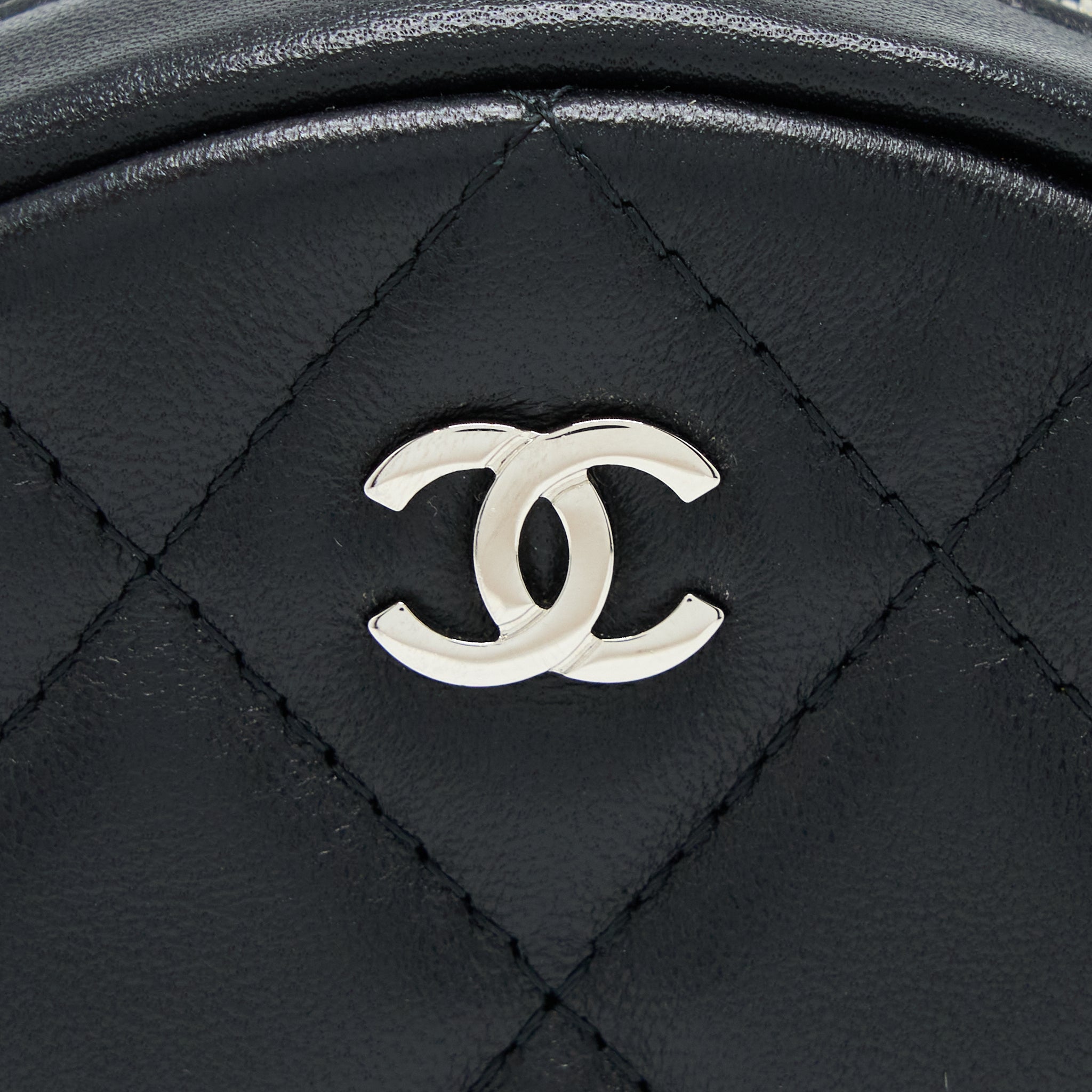 Chanel Round Clutch With Chain Lambskin Black