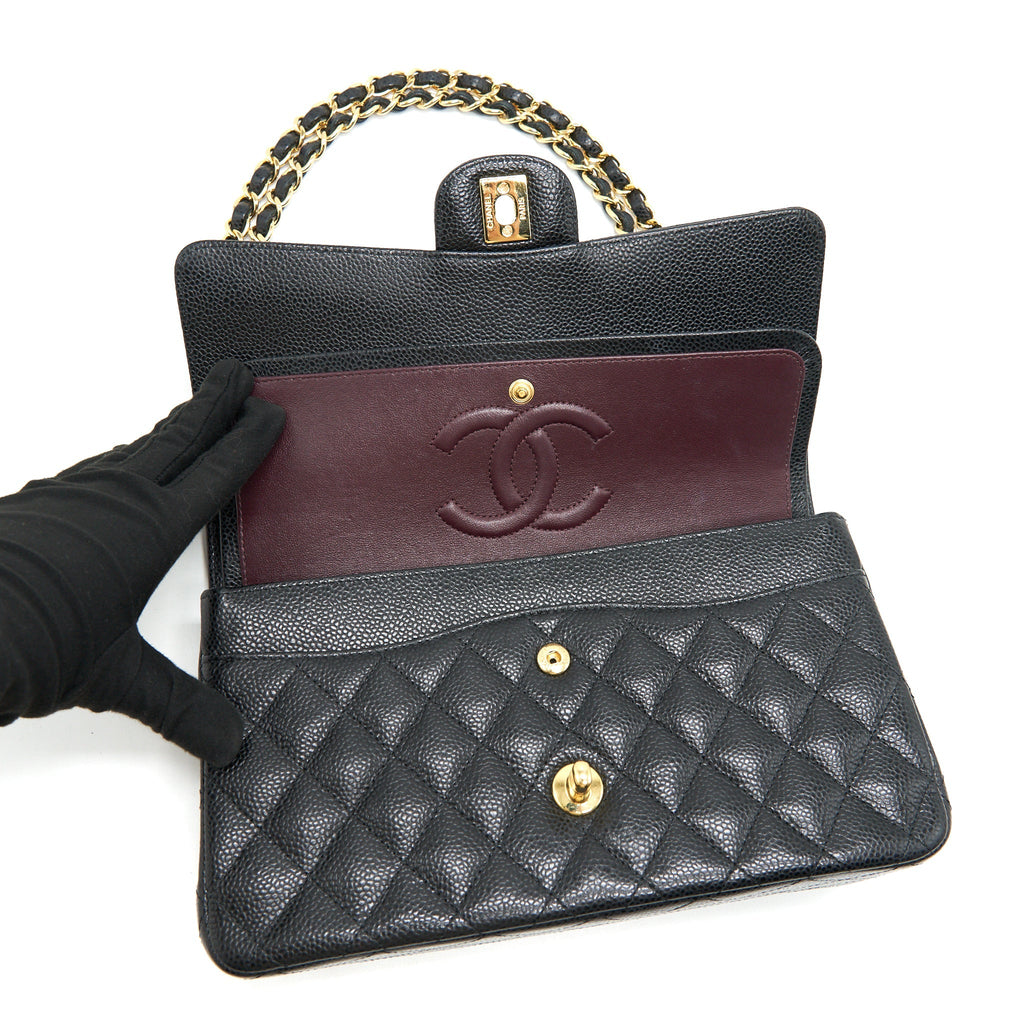Chanel medium Classic double flap Bag Caviar black  serial 25