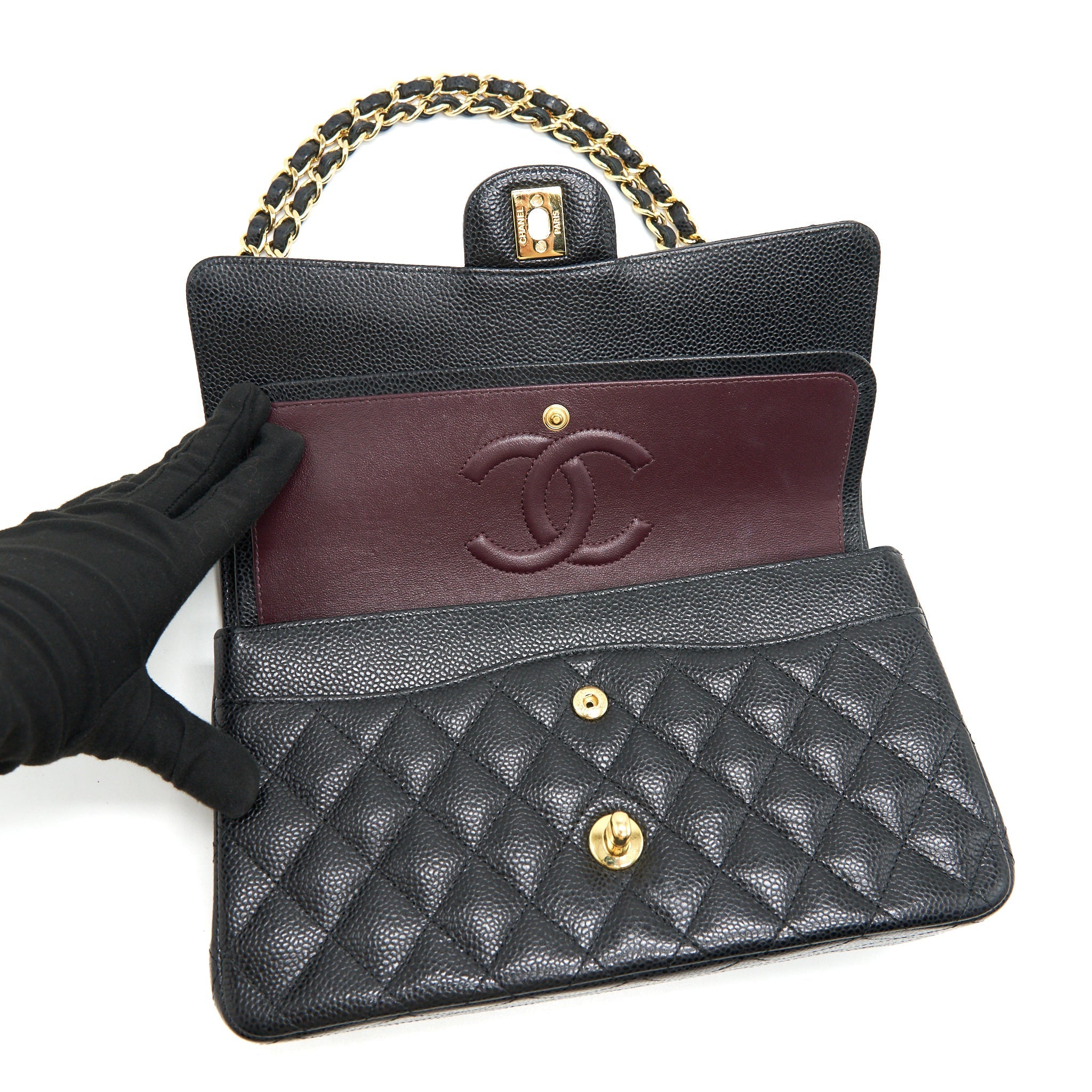 Chanel medium Classic double flap Bag Caviar black  serial 25
