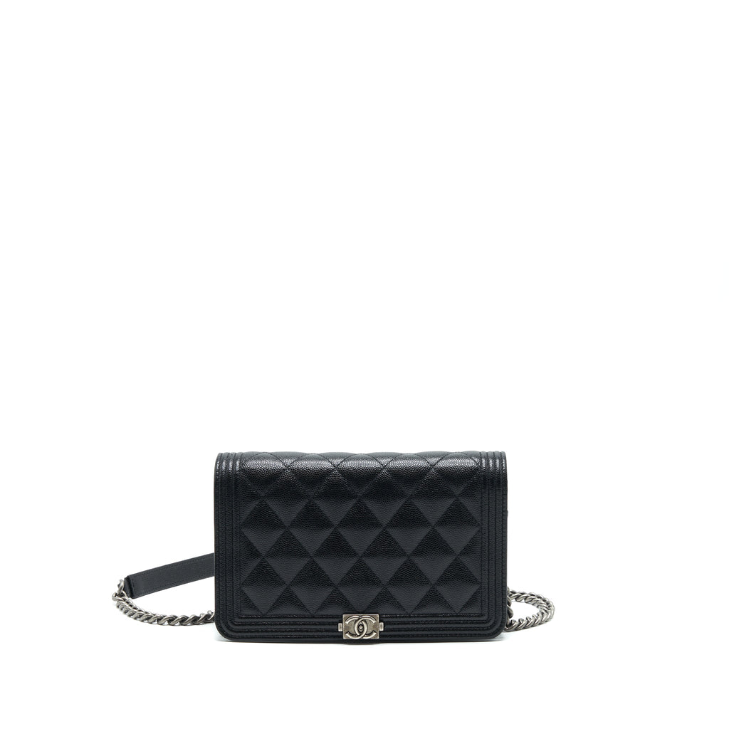 Chanel Boy Wallet On Chain Caviar Black Ruthenium Hardware