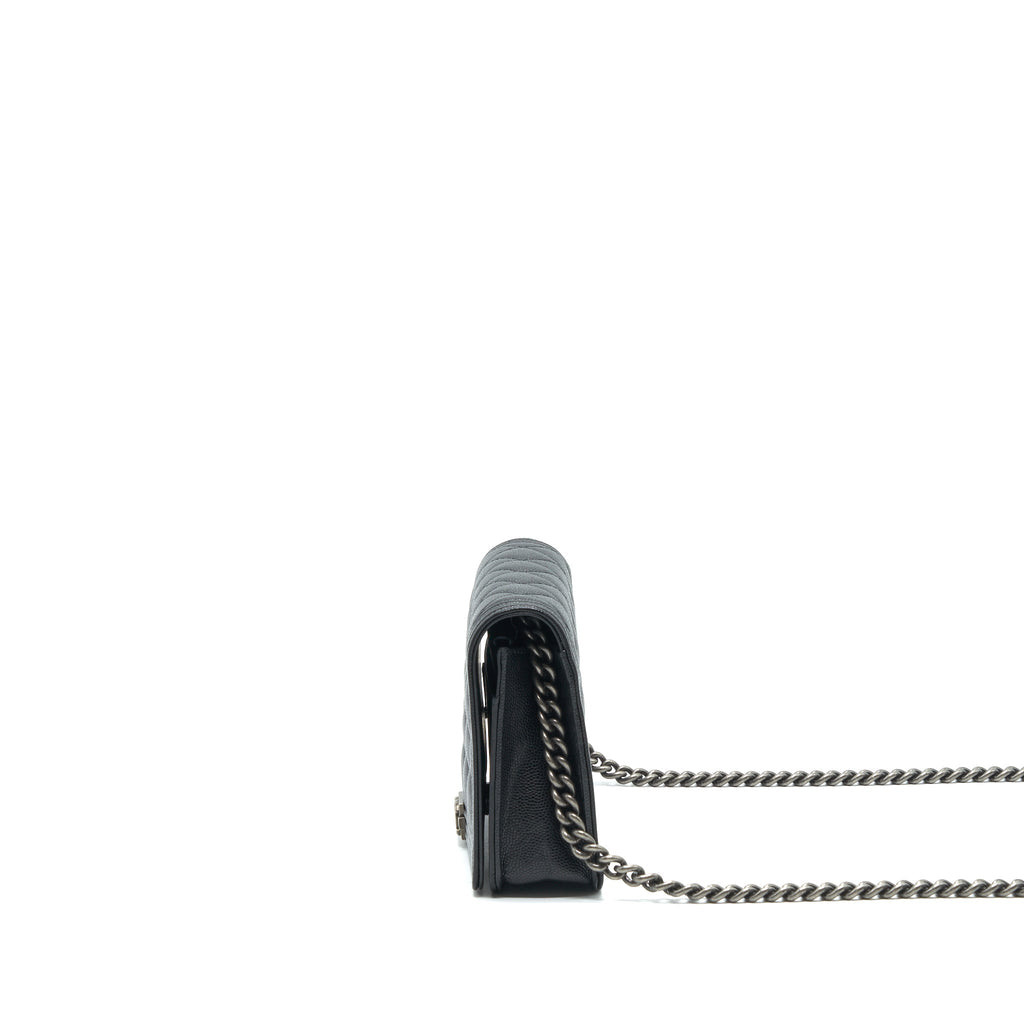 Chanel Boy Wallet On Chain Caviar Black Ruthenium Hardware