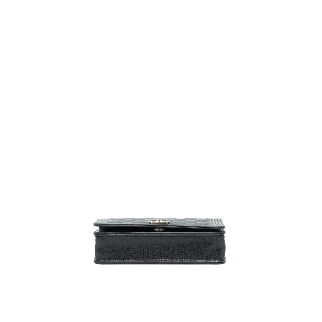 Chanel Boy Wallet On Chain Caviar Black Ruthenium Hardware