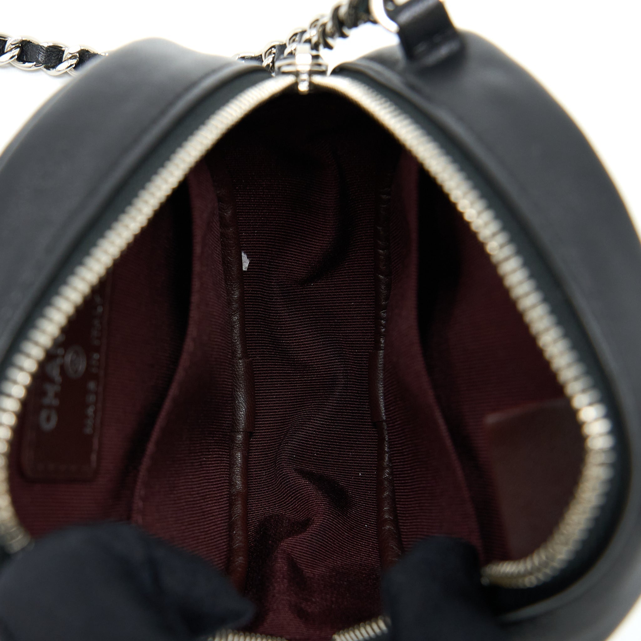 Chanel Round Clutch With Chain Lambskin Black